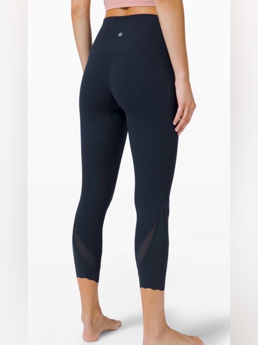 * lululemon Navy Blue Wunder Under High-Rise Capri 23” Mesh Leg Insert SZ 8 *